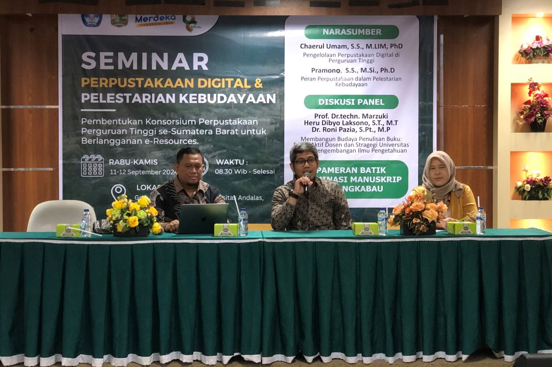 Perpustakaan Unand Gelar Acara Seminar Perpustakaan Digital dan FGD dalam Rangka Dies Natalis Unand ke-68