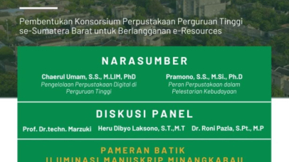 Perpustakaan Unand Siap Gelar Seminar Perpustakaan Digital dan FGD dalam Rangka Dies Natalis UNAND ke-68
